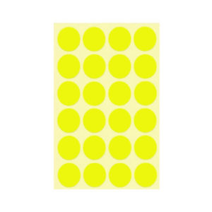 FLUORESCENT STICKER LABEL CIRLCE 2.8CM 1X24 10 SHEETS 3885-007