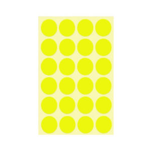 FLUORESCENT STICKER LABEL CIRLCE 2.8CM 1X24 10 SHEETS 3885-007