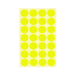 FLUORESCENT STICKER LABEL CIRLCE 2CM 1X28 10 SHEETS 3885-008